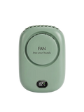 Hands-free bladeless neck fan, Green, studio shot with FAN branding